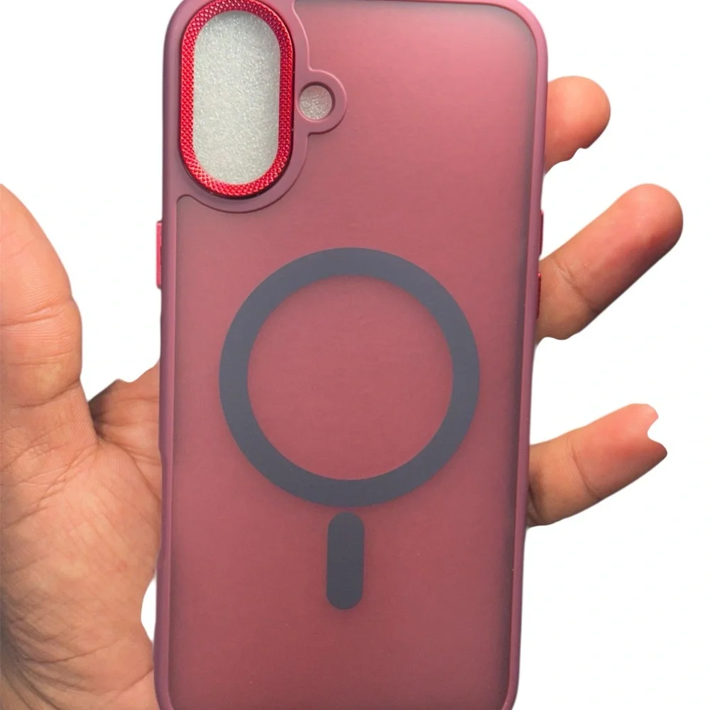 iPhone 16 Plus Case MagSafe Compatible – Matte Red Shockproof Slim Cover